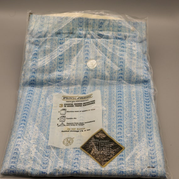 1970s Towncraft Men's Blue Print Pajamas - MIP - … - image 6