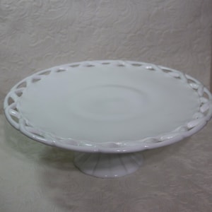 Vintage Colony Lace Pedestal Cake Plate - Milk Glass - Mid Century - 1960s