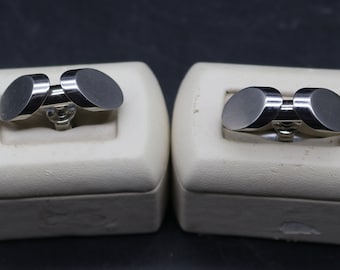 Hickok Silvertone Art Deco Style Cufflinks - 1960s - Bijoux pour hommes - Mariage - Marié ou garçons d'honneur