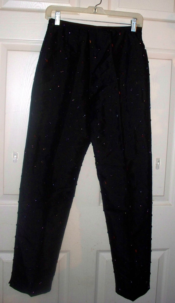1990s Karen Kane Pants - Silk - Beaded - Size 8