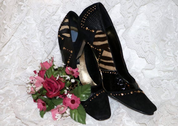 Escarpins J. Renee à Talons Plateforme - Imprimé Animalier Noir Et Marron - Pointure 8.5 M