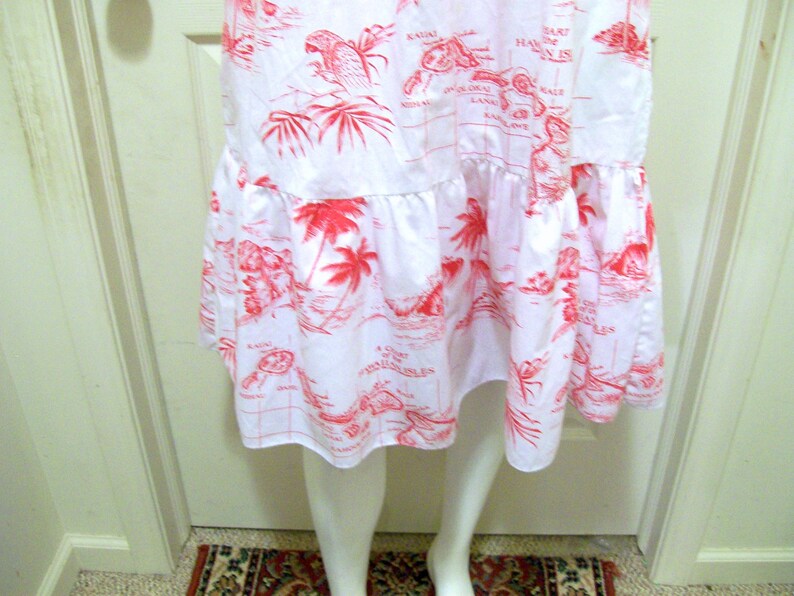Size M Cotton 1970s Jade Fashions Hawaiian Muu Muu Dress 34 Length Short Sleeve Made in Hawaii