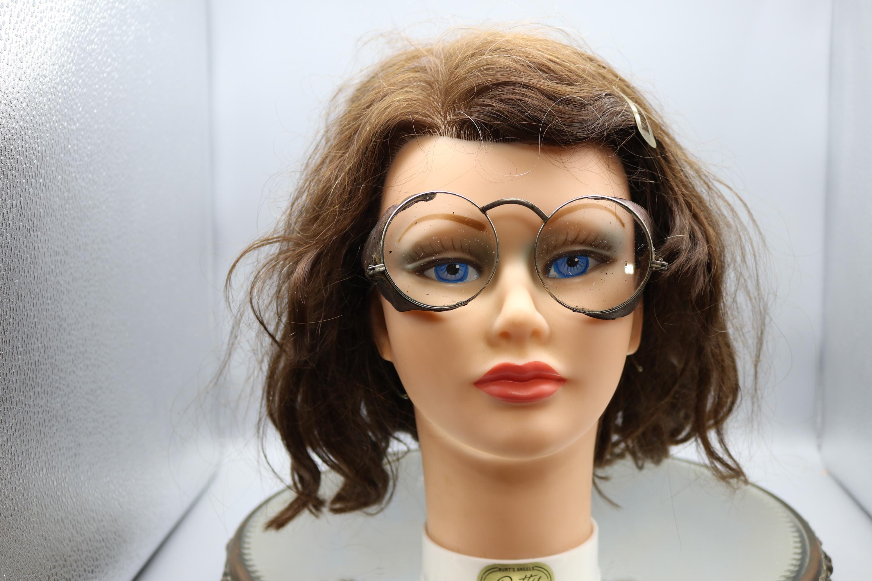 Vintage 1920s Willson Round Frame Safety Glasses: Marked on Bridge - No Nose Pieces - Metal Spatter