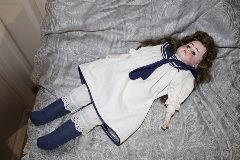 Antique Bisque Doll Made in Germany Kid Leather Body Etsy