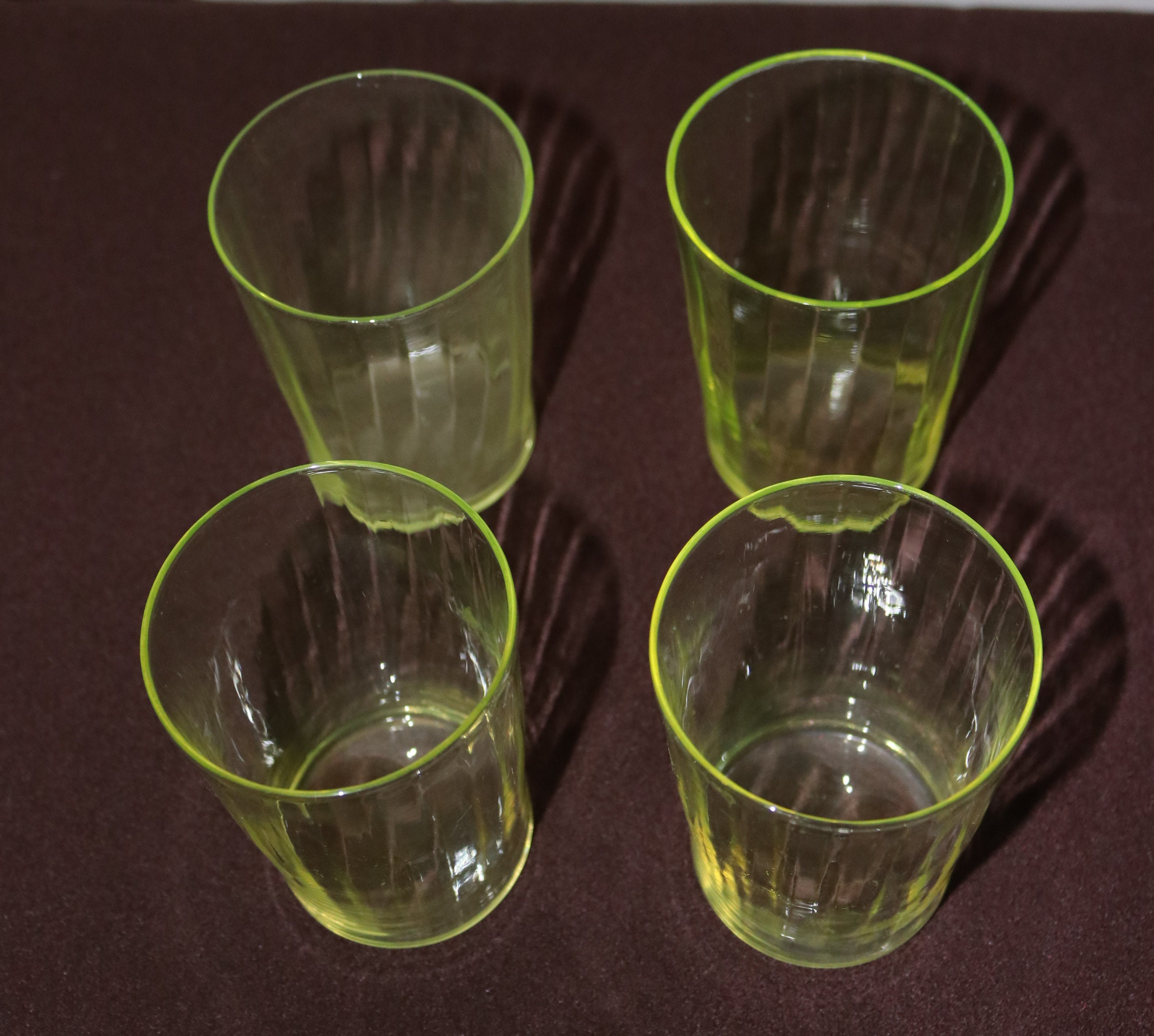 Set of 4 Medium Vaseline Glass Tumblers Uranium Glass | Etsy