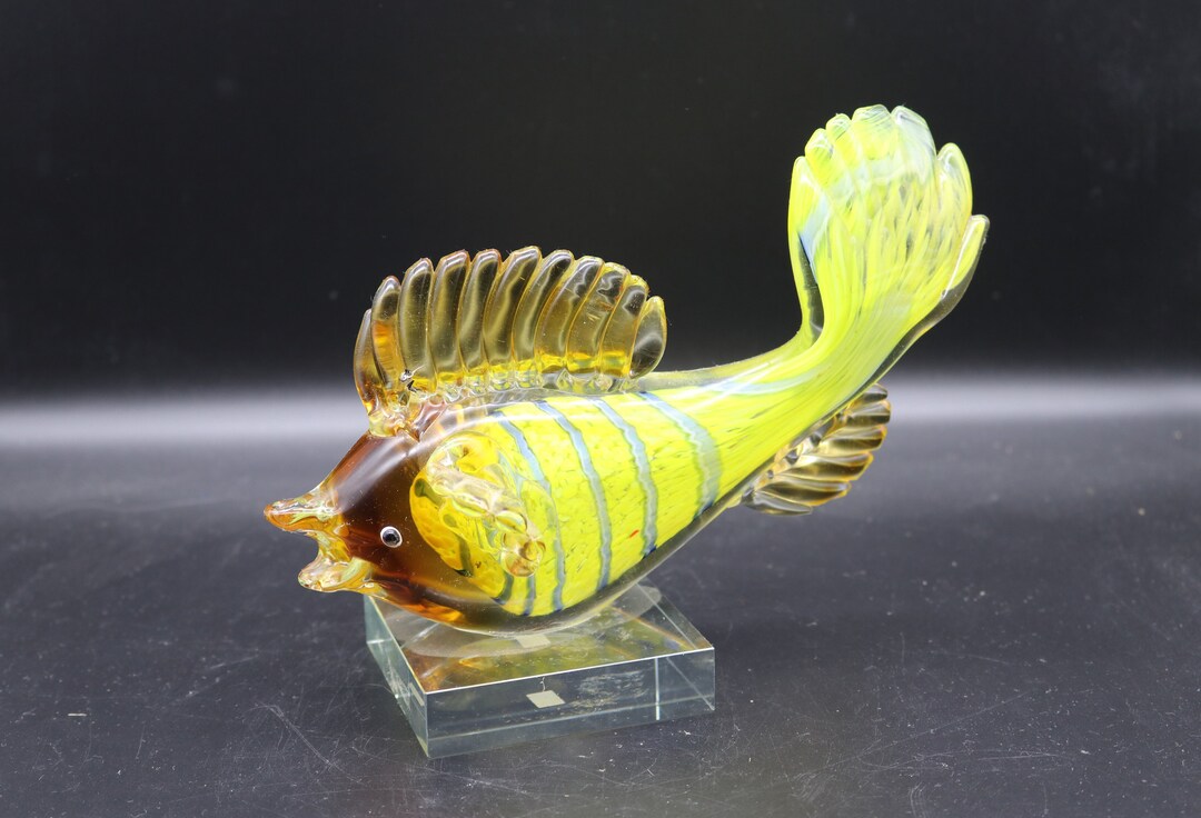 Vintage GCA Art Glass Murano Style Large Fish 9x7 Hand Blown Etsy
