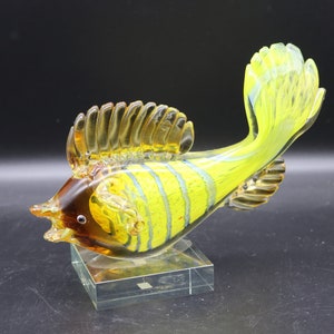 Vintage GCA Art Glass Murano Style Large Fish - 9x7 - Hand Blown