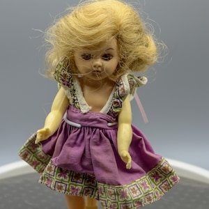 Vintage 1950s Virga "Playmates" Walker Doll - Ginny Style Doll - ML - Sleep Eye - SLW - Hard Plastic - Mold Shoes - Virga Dress