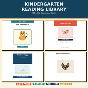 Paquete de libros decodificables para jardín de infancia / 200 libros de lectura fonética, palabras CVC (descarga digital)