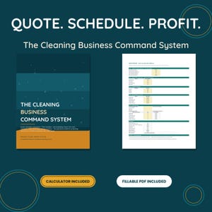 Cleaning Business Command System | Quote Calculator, Client Tracker, Checklists (Fillable PDF)