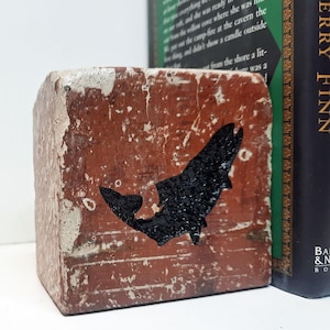 Jumping Trout Silhouette Engraved Half Red Brick Bookend Shelf Décor