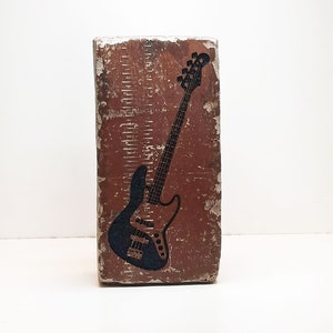Guitar Engraved Brick Bookend Shelf Décor