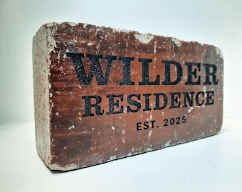 Personalized Custom Family Name Date Location Engraved Clay Brick Wedding Gift Home Decor