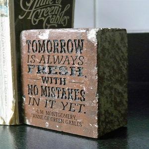 Anne of Green Gables Engraved Brick Bookend: Literary Quote Decor