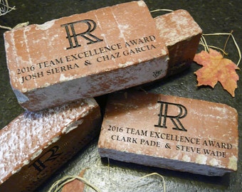 Custom Business Award Engraved Brick For Employee Recognition or Gift Personalized With Names, Logos, Dates, Ect.