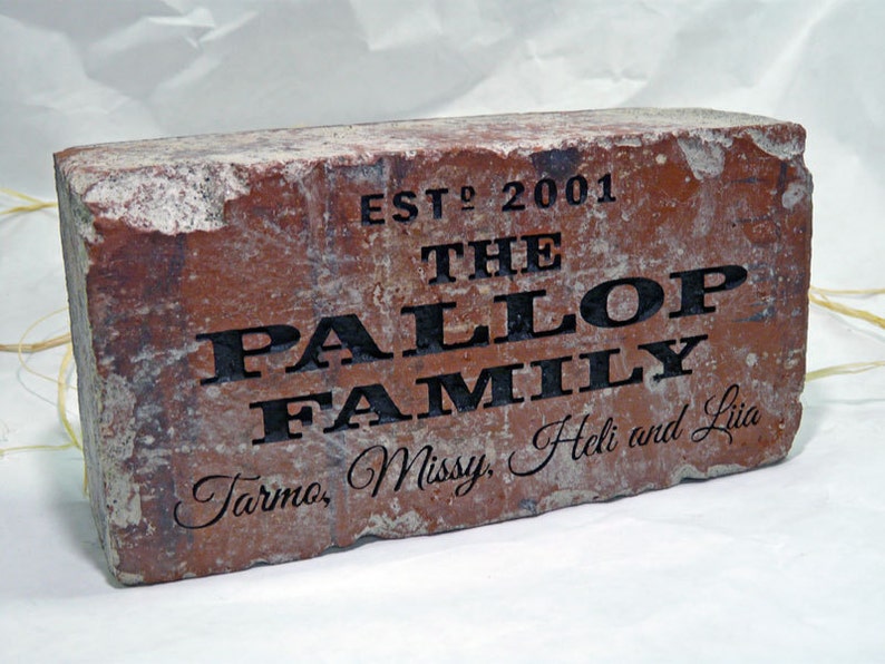 Family Name Engraved Custom Brick Gift For Home, Garden, or Office image 2