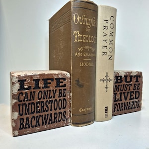 Soren Kierkegaard Quote Bookends: Engraved Vintage Brick Decor
