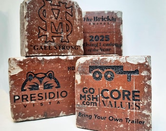 Employee Recognition Or Business Award With Logo Engraving On Rustic Brick