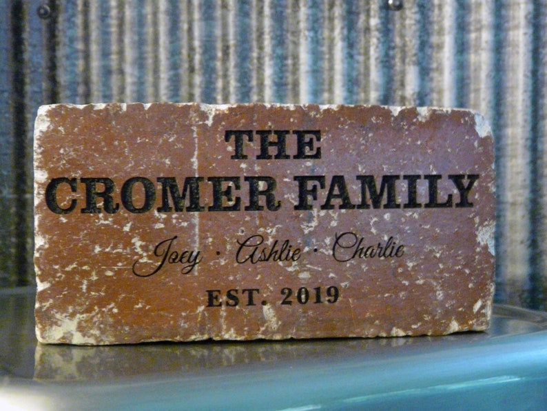 Family Name Engraved Custom Brick Gift For Home, Garden, or Office image 5