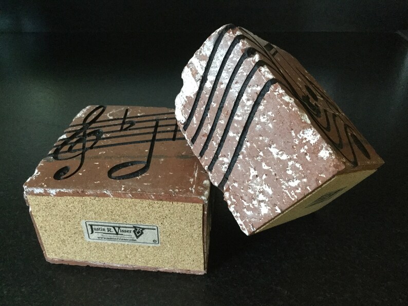 Music Engraved Clay Brick Bookends Etsy