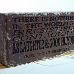 Engraved Charles Dickens Quote Brick: Rustic Bookend Doorstop