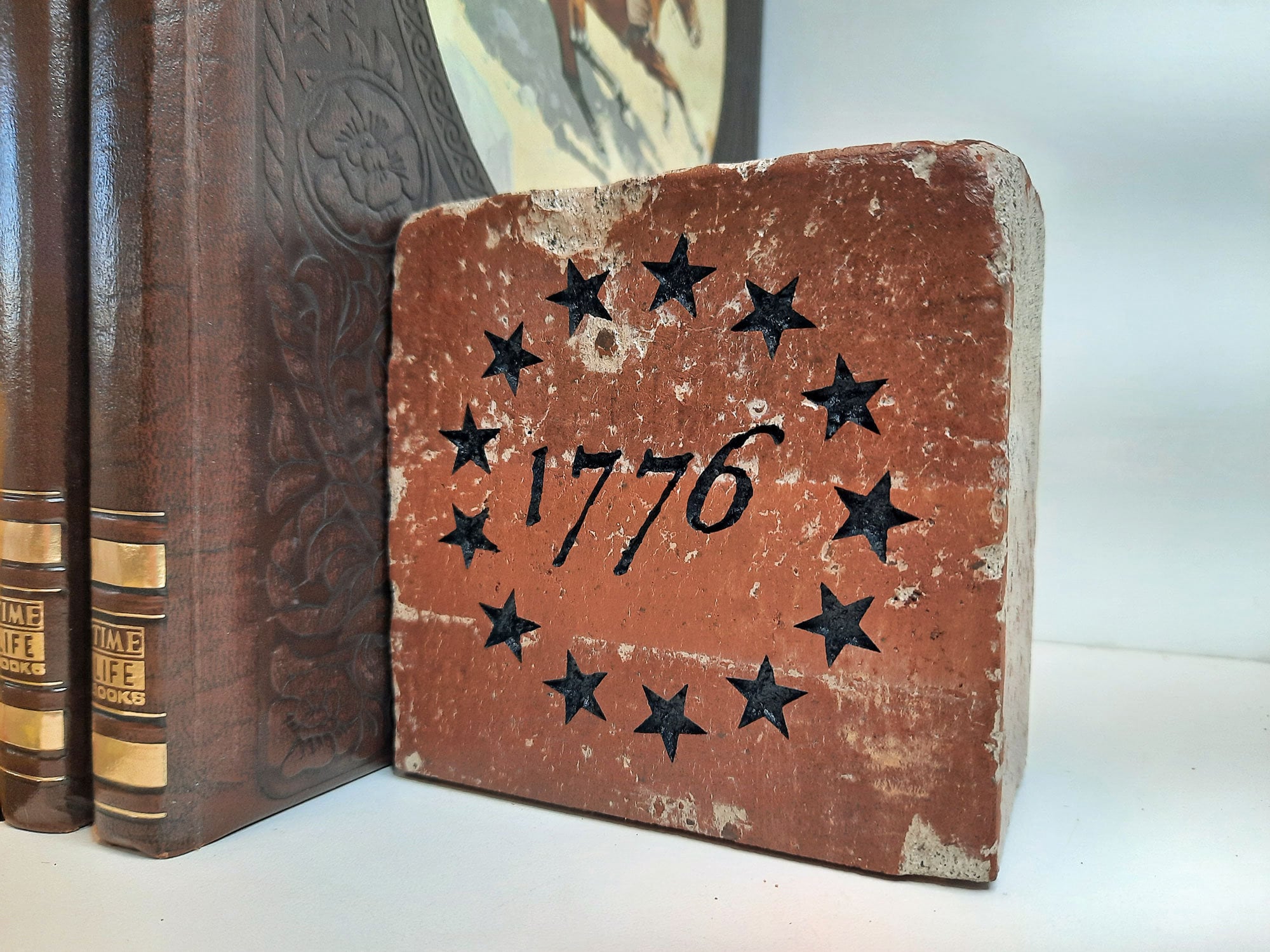1776 Betsy Ross Engraved Terra Cotta Brick Bookend Home Decor