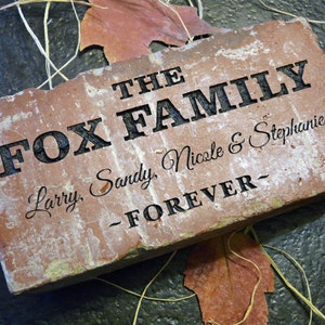 Family Name Engraved Custom Brick Gift For Home, Garden, or Office image 1