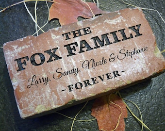 Family Name Engraved Custom Brick Gift For Home, Garden, or Office
