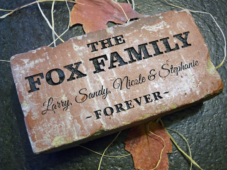 Family Name Engraved Custom Brick Gift For Home, Garden, or Office image 1