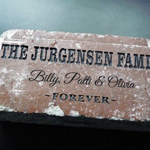 Family Name Engraved Custom Brick Gift For Home, Garden, or Office image 3