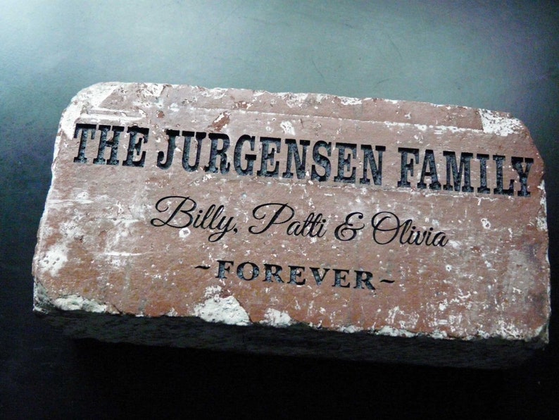 Family Name Engraved Custom Brick Gift For Home, Garden, or Office image 3