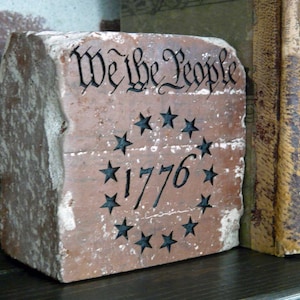 1776 We The People Betsy Ross Engraved Terra Cotta Brick Bookend Home Decor