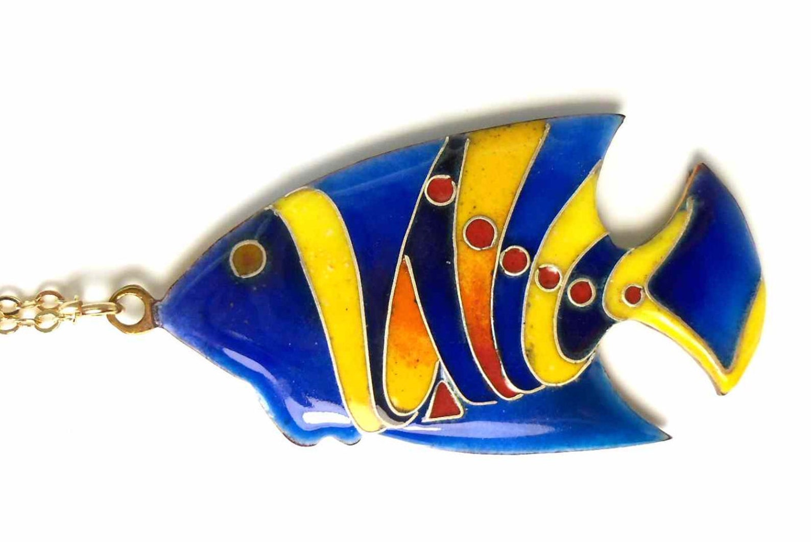 Enamel Fish Necklace Cloisonné Enamel Blue Pendant Vitreous Etsy