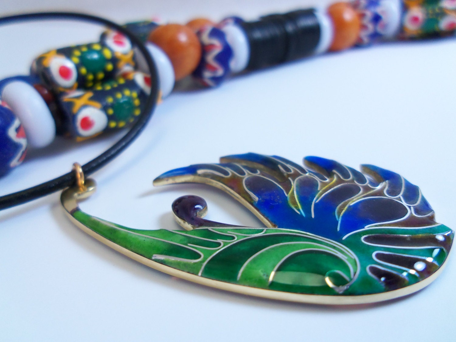 Wild Flower Enamel Pendant Vitreous enamel jewelry Etsy