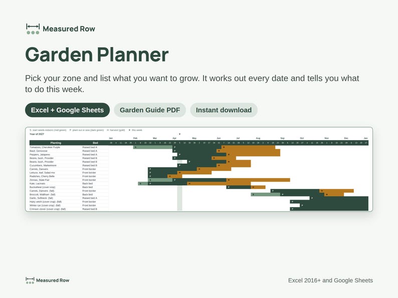 Garden Planner Spreadsheet | Vegetable Planting Calendar by Zone, Square Foot & Seed Starting Schedule | Google Sheets, Excel image 1