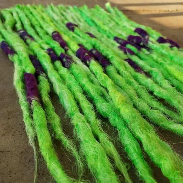 SE Neon green and purple dreads, Halloween dreads, Joker, neon dreads, synthetic dreads