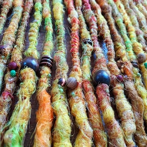 SE (Single ended ) The autumn leaf  dreads , orange dreads, festival,yellow dreads, wooden beads, fall dreads, autumn dreads, green, beads