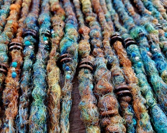 SE (Single ended )Rusty Titanic dreads, orange dreads, blue dreads, natural dreads, ginger dreads, boho, beach, bohemian, synthetic dreads