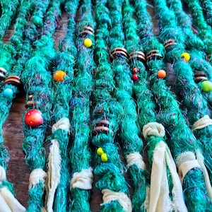 SE Emerald druid dreads, emerald dreads, green dreads, jewel toned, dark green, viking, synthetic green dreads, chiffon, forest, mystic