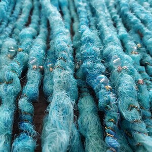SE(single ended), mermaids grotto, burgundy dreads, dreads, green dreads, wool, seed beads