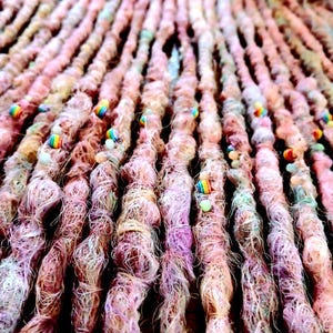SE Cotton Candy Kawaii dreads, pastel pink, kawaii dreads, pastel dreads, magical hair, dreadlocks, boho, bohemian, animation, rainbow, bead