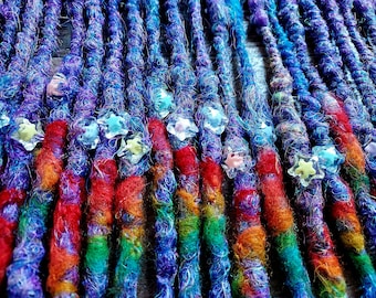 SE (Single ended )rainbow galaxt, kawaii, rainbow, rainbow, pride, purple dreads, neon, UV reactive blacklight, acid trip, festival