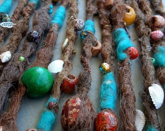 MADE TO ORDER single ended long brown druid wood witch dread, single ended, 1 dread, pirates of the Caribbean, bohemian dreads, boho dreads,
