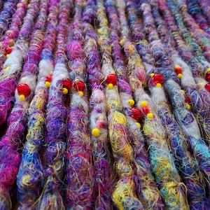 SE(single ended) yokai demon dreads, blue dread, rainbow, gay pride, dread beads, psychadelic, ombre, sky dreads