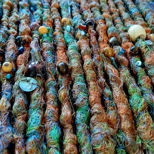 SE (Single ended) Aztec Deity dreads , ginger dreads, redhead, orange, art dreads, artist, dreads, colorful dreads, purple, festival, blue