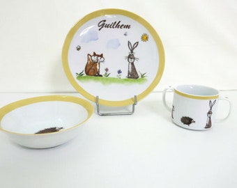 Assiette personnalisable le lapin de Guilhem