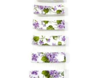 porcelain knif rests Purple flowers, china painting, porcelain Limoges, hand made