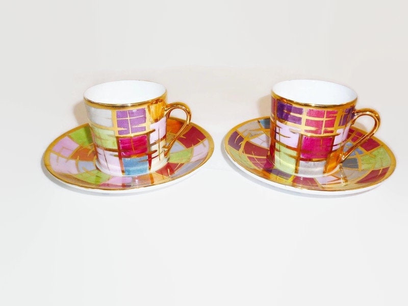 Tasses à Café Multicolores en Porcelaine