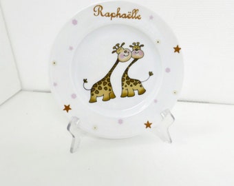 Children's plate and mug the two giraffes