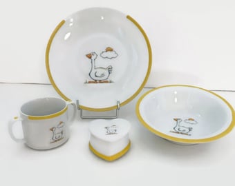 Customizable porcelain plate the little white goose